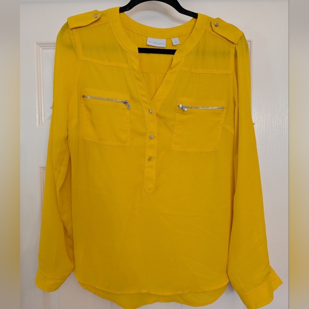NEW YORK & CO Long Roll Sleeve Top Shirt